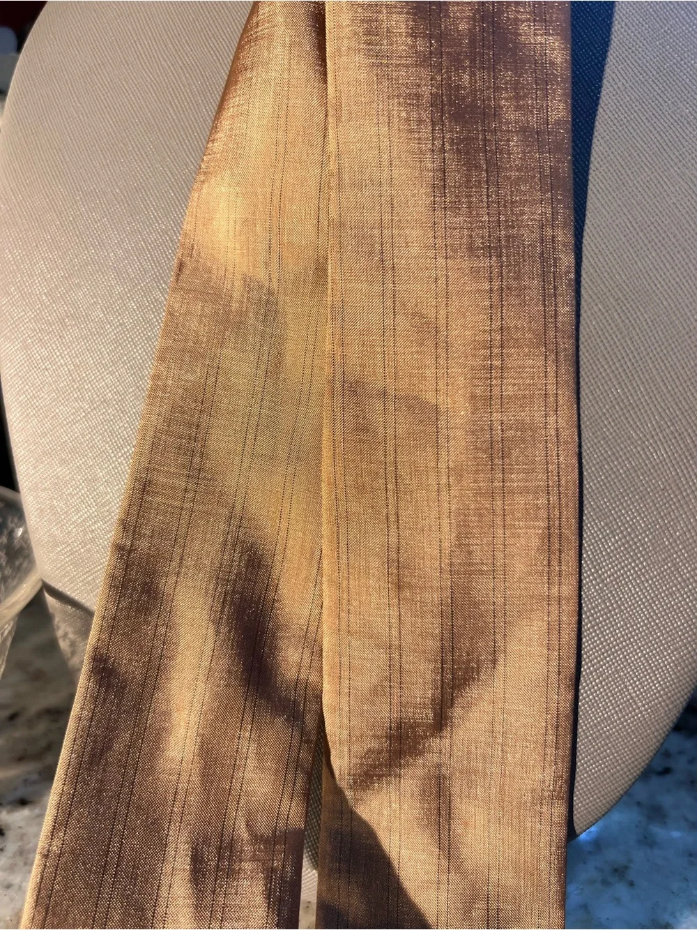 Vintage Gold-Beige-Tan Shiny Skinny tie or tie accessory like New